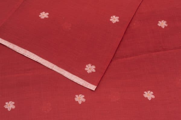 Rosewood Red Woven Design Flowy HandLoom Pure Soft Cotton Fabric