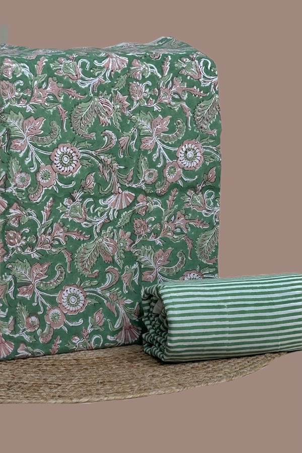 2pc Pure Soft Cotton Blockprinted Top and Bottom Fabric Set