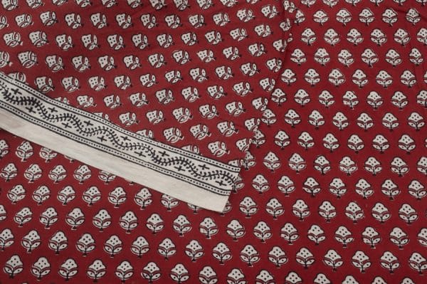 Madder Red Handblock Bagh Printed Cotton Fabric
