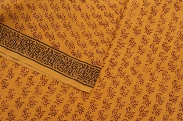 Tangerine Orange Handblock Bagh Printed Cotton Fabric