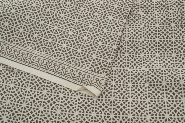 Natural White Handblock Bagh Printed Cotton Fabric
