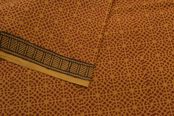 Mustard Yellow Handblock Bagh Printed Cotton Fabric