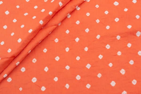 Bright Orange Bandhani Tie Dye 100% Pure Soft Cotton Satin Finish Fabric