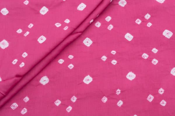 Hot Pink Bandhani Tie Dye 100% Pure Soft Cotton Satin Finish Fabric
