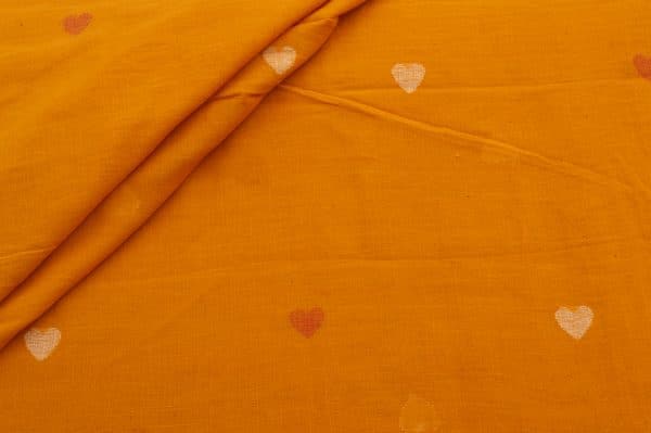 Papaya Orange Woven Design Flowy HandLoom Pure Soft Cotton Fabric