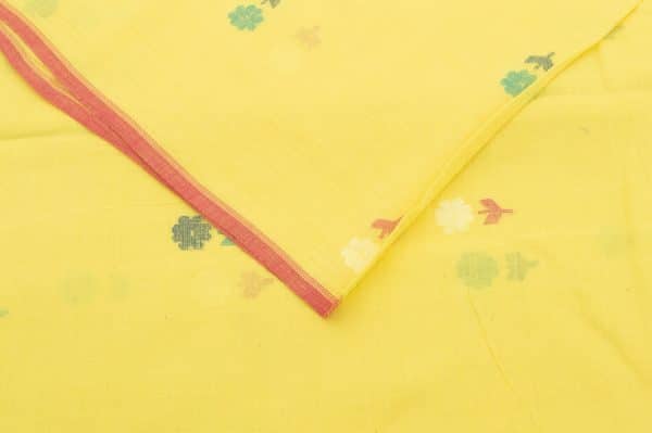 Sun Yellow Woven Design Flowy HandLoom Pure Soft Cotton Fabric