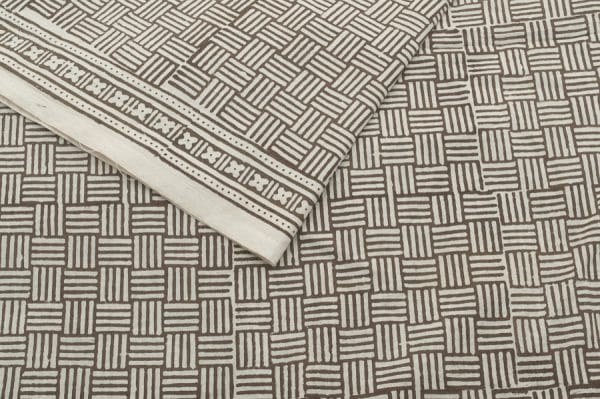 Natural White Handblock Bagh Printed Cotton Fabric