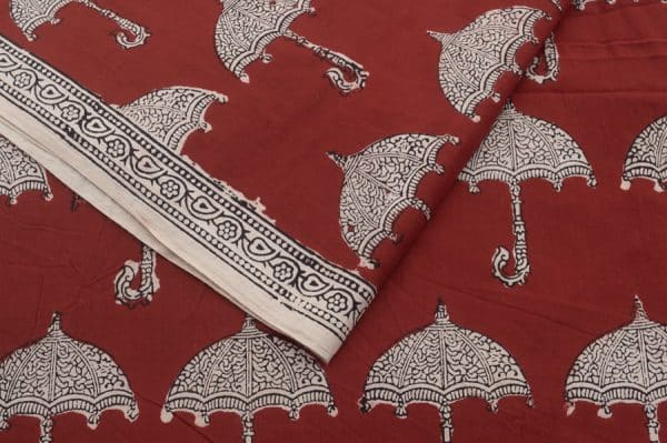 Madder Red Handblock Bagh Printed Cotton Fabric