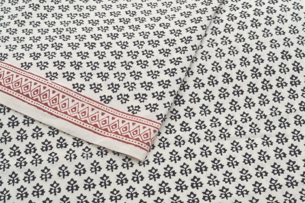 Natural White Handblock Bagh Printed Cotton Fabric