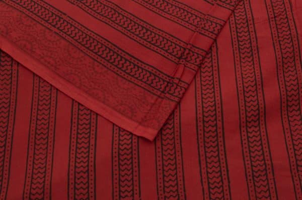 Ruby Red Handblock Bagh Printed Cotton Fabric
