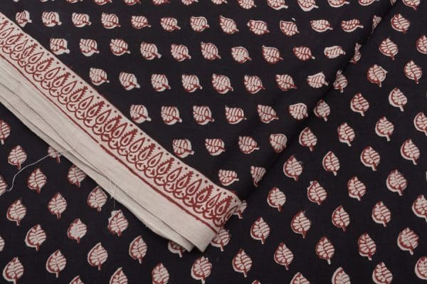 Black Handblock Bagh Printed Cotton Fabric