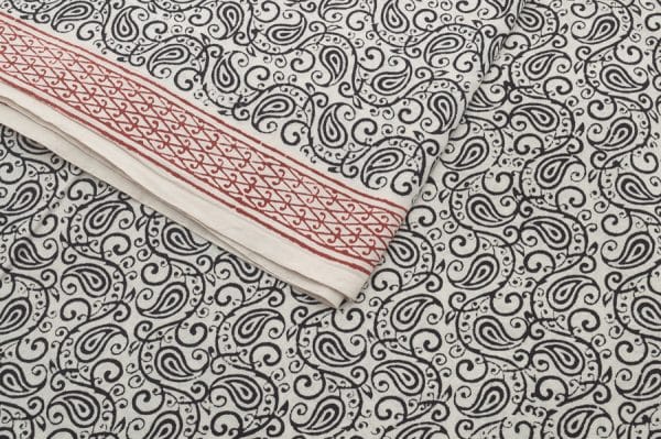 Natural White Handblock Bagh Printed Cotton Fabric