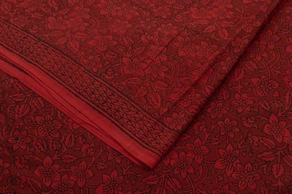 Ruby Red Handblock Bagh Printed Cotton Fabric