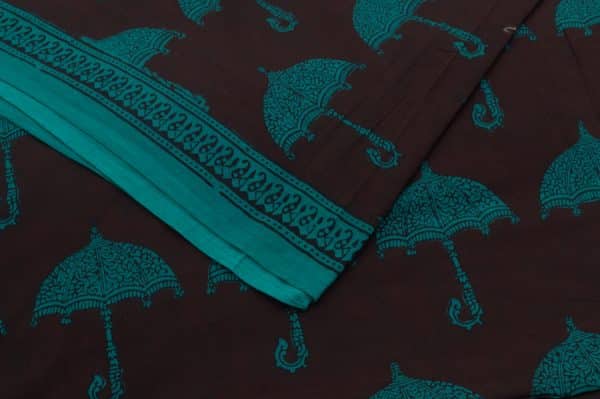Black Handblock Bagh Printed Cotton Fabric
