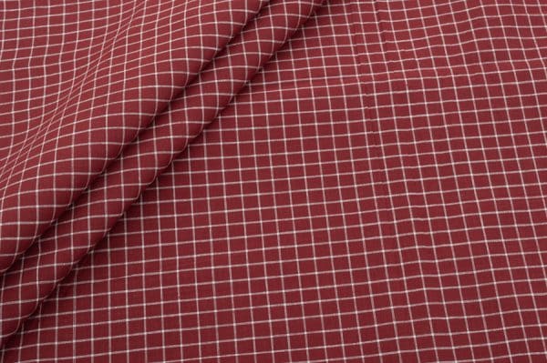 Maroon Red Mangalgiri Handwoven Checks 100% Pure Soft Cotton Fabric