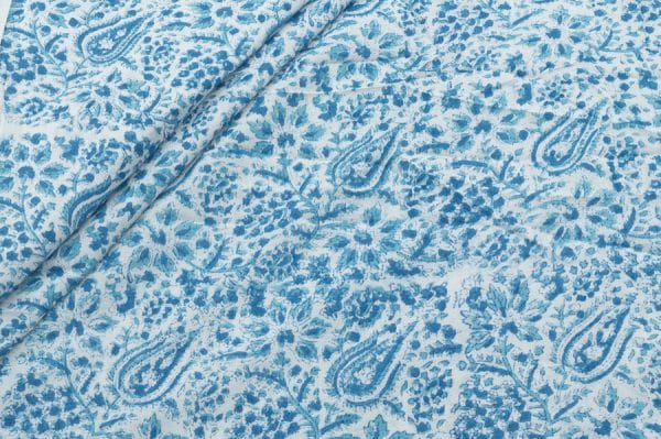 Pre-Cut 1.60m Natural White Floral Handblock Printed 100% Pure Soft Cotton Fabric