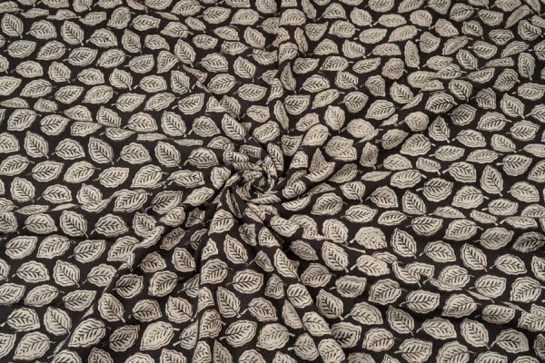 Natural Black Bagru Handblock Printed Cotton Fabric
