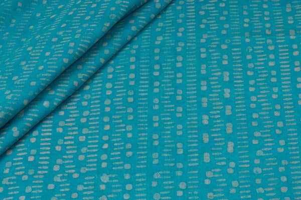 Cyan Blue Bagru Handblock Printed Cotton Fabric