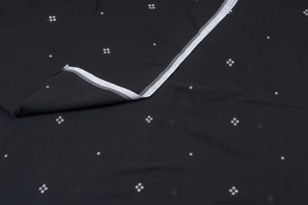 Black Woven Design Flowy HandLoom Pure Soft Cotton Fabric