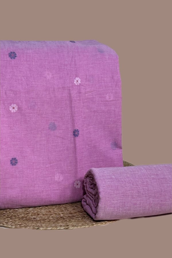 2pc Handloom Woven Design Cotton Top and Handloom Soft Cotton Bottom Fabric Set