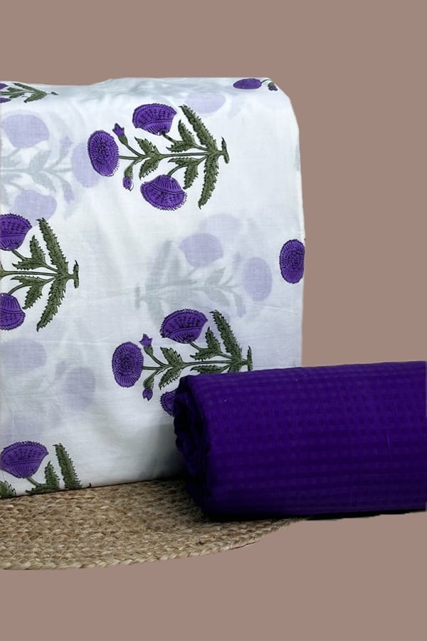 2pc Pure Soft Cotton Top and Mangalgiri Checks Cotton Bottom Fabric Set