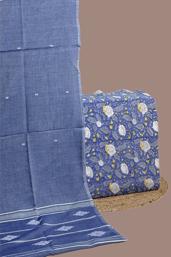 2pc Handloom Cotton Dupatta and Pure Soft Cotton Top Set