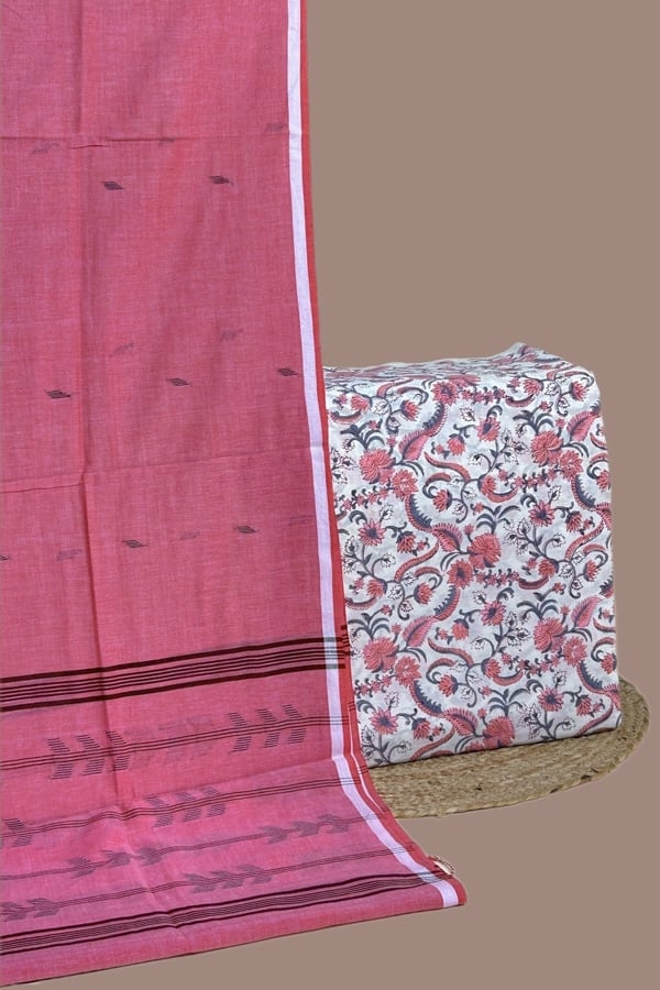 2pc Handloom Cotton Dupatta and Pure Soft Cotton Top Set