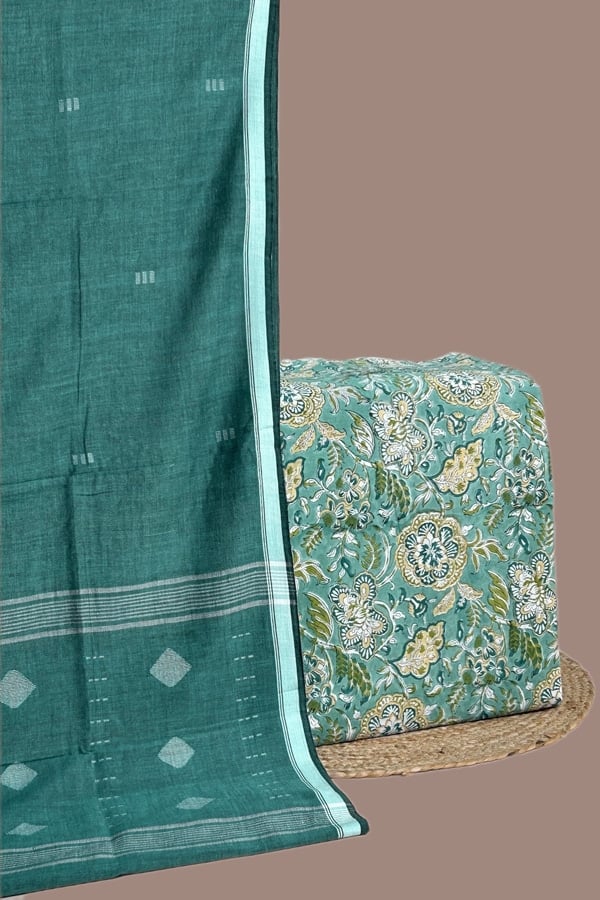 2pc Handloom Cotton Dupatta and Pure Soft Cotton Top Set