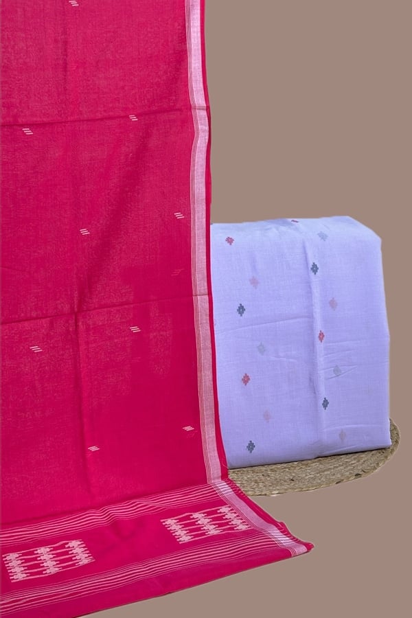 2pc Handloom Cotton Dupatta and Handloom Woven Design Top Fabric Set