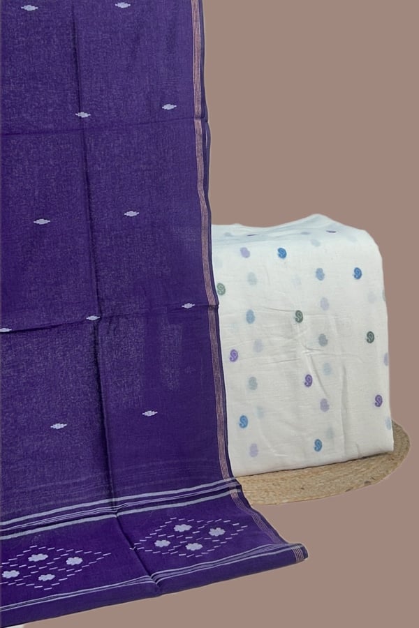 2pc Handloom Cotton Dupatta and Handloom Woven Design Top Fabric Set
