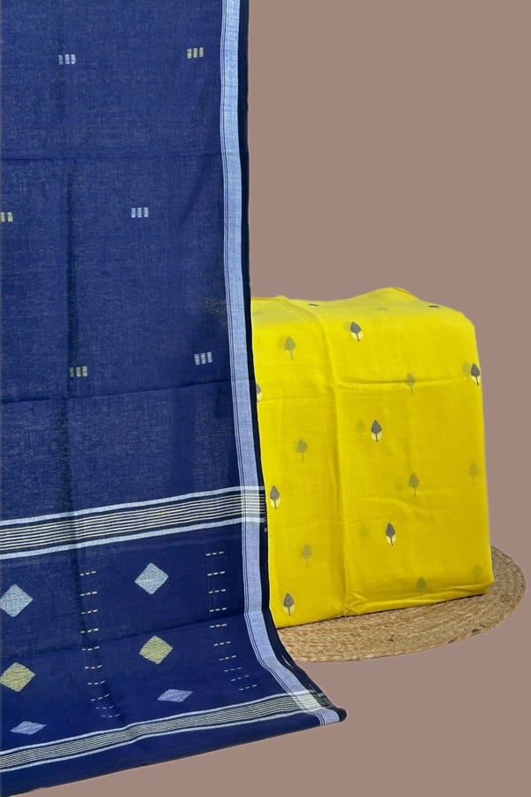 2pc Handloom Cotton Dupatta and Handloom Woven Design Top Fabric Set