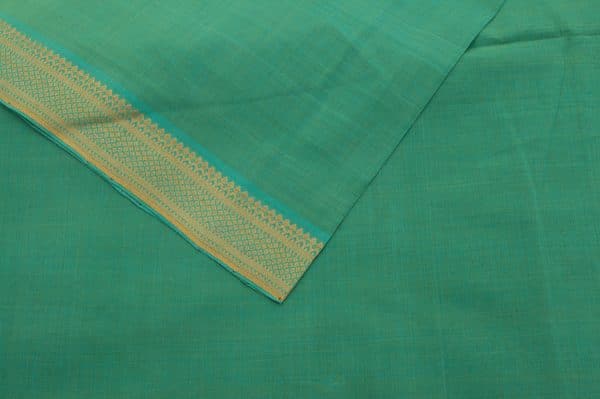 Jade Green Handwoven Zari Border Pure Cotton Fabric