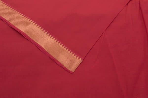 Cardinal Red Handwoven Zari Border Pure Cotton Fabric