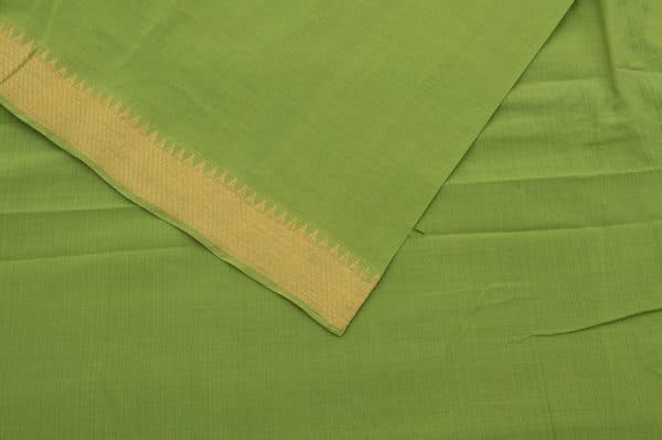 palm Green Handwoven Zari Border Pure Cotton Fabric
