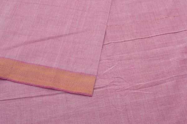 Pre-Cut 1.80m Carnation Pink Handwoven Zari Border Pure Cotton Fabric