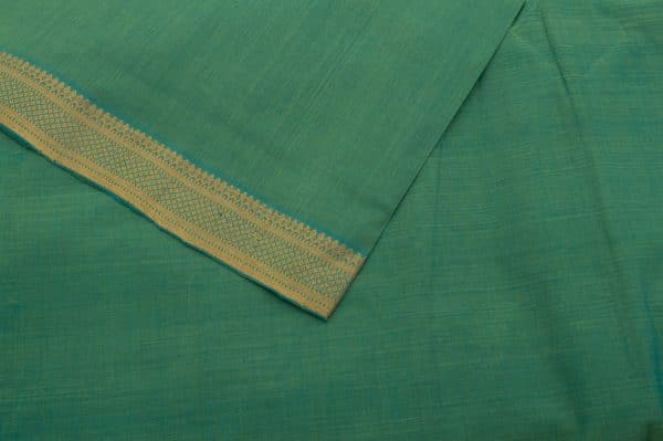 Jade Green Handwoven Zari Border Pure Cotton Fabric