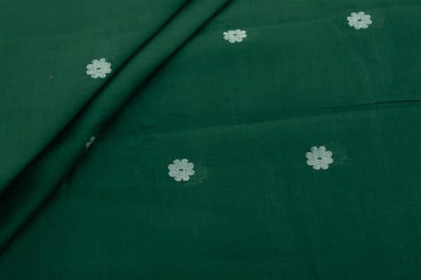 Bottle Green  Woven Design Flowy HandLoom Pure Soft Cotton Fabric