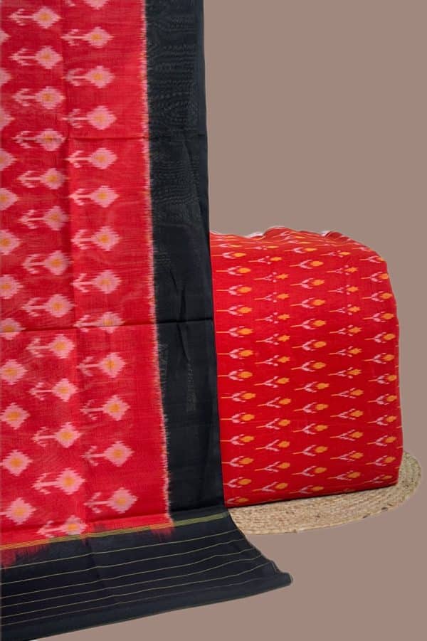 2pc Ikkat Cotton Dupatta and Handloom Soft Ikkat Cotton Top Fabric Set