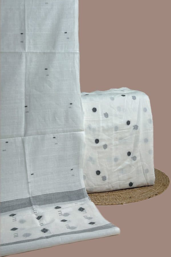 2pc Handloom Cotton Dupatta and Handloom Woven Design Top Fabric Set
