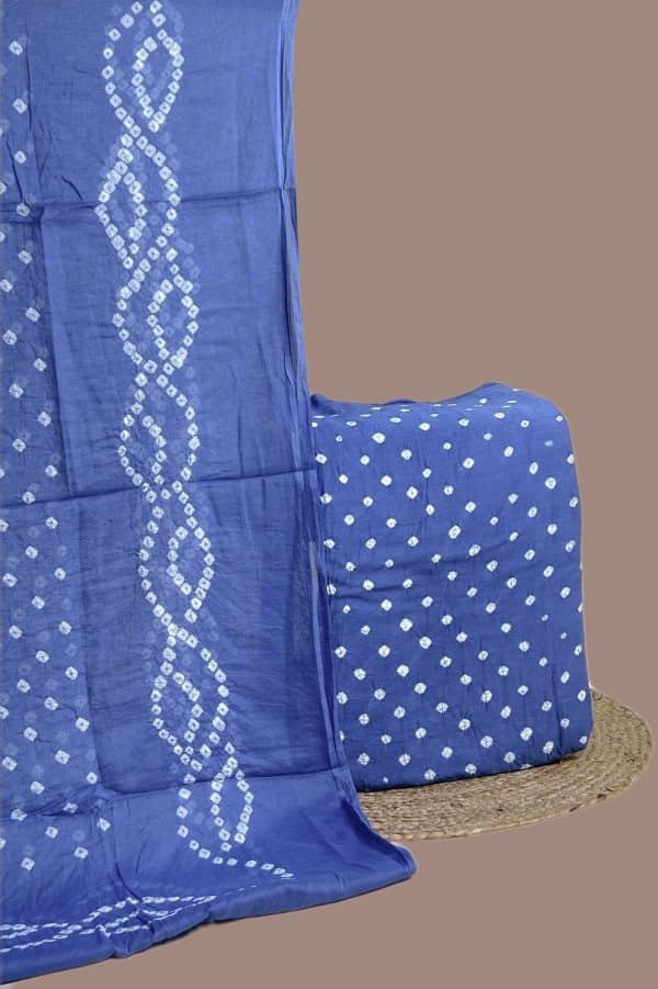 2pc Bandhani Cotton Dupatta with Cotton Bandhani Top Fabric Set