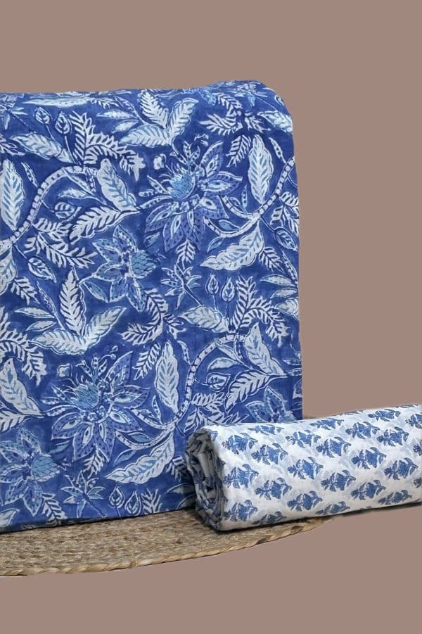 2pc Pure Soft Cotton Blockprinted Top and Bottom Fabric Set