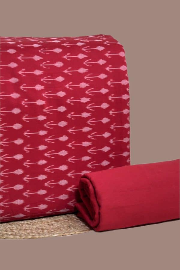 2pc HandCrafted Ikkat Top and Handloom Soft Cotton Bottom Fabric Set