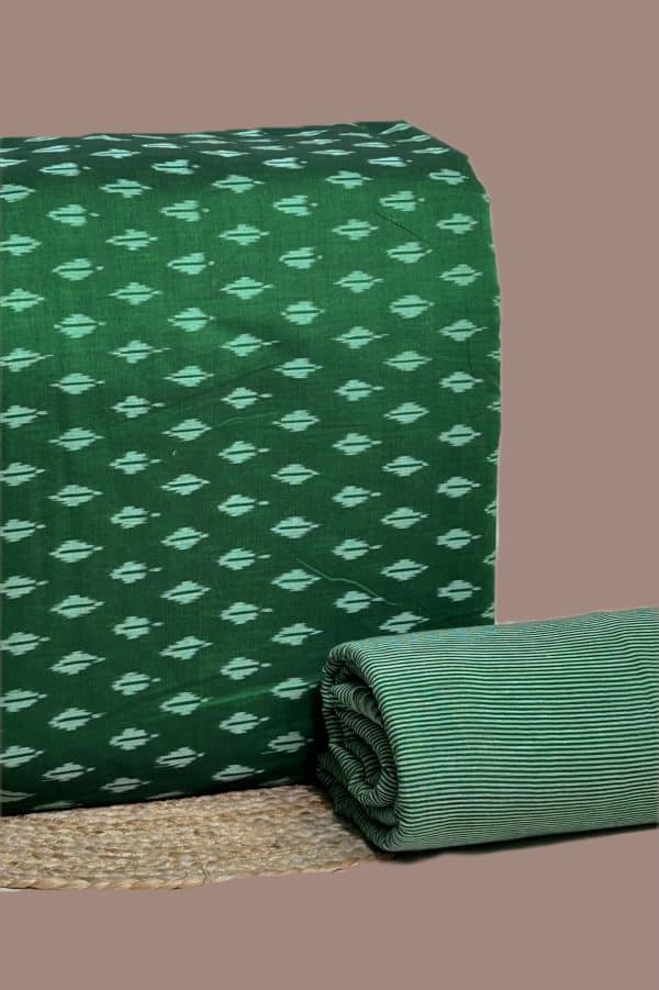 2pc HandCrafted Ikkat Top and Handloom Soft Cotton Bottom Fabric Set