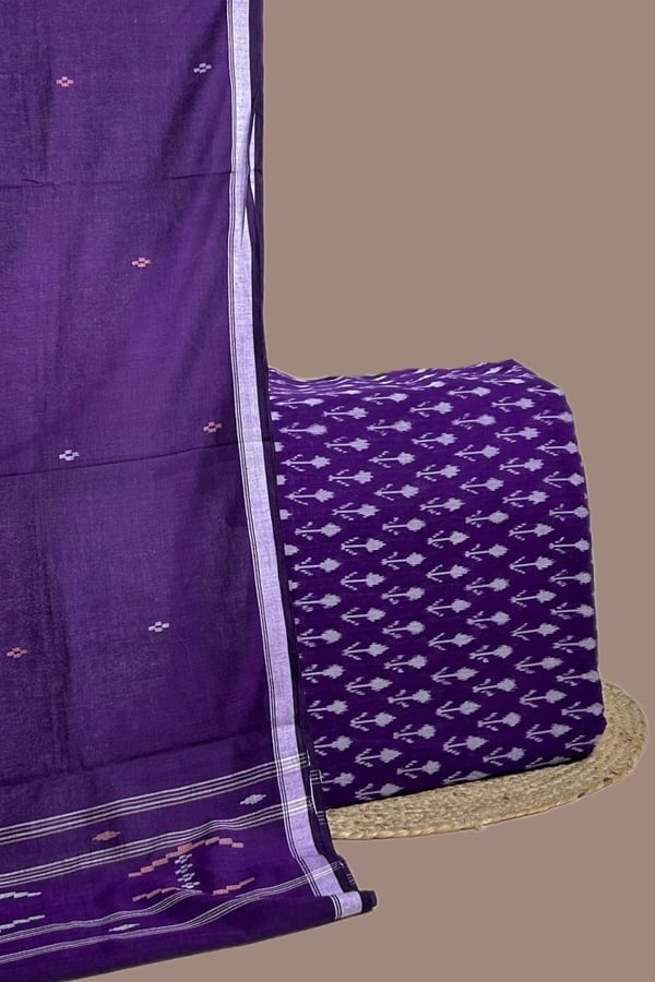 2pc Handloom Cotton Dupatta and Handloom Ikkat Top Fabric Set