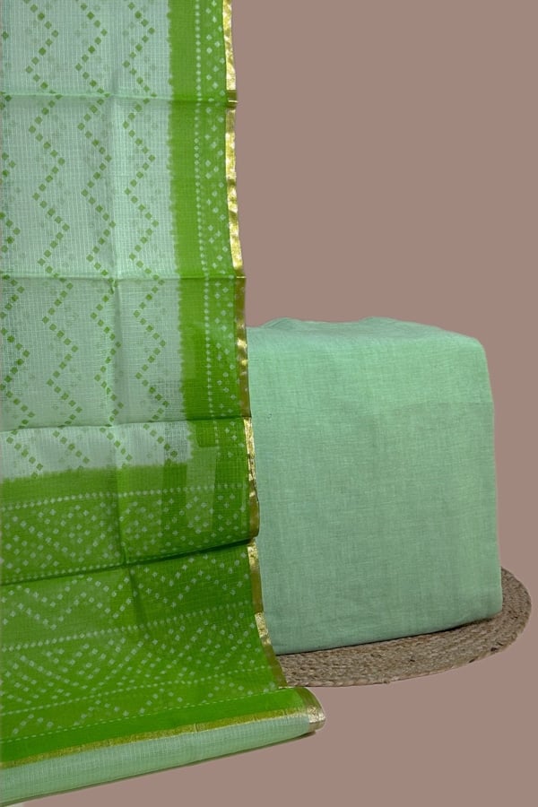 2pc Kota Doria Dupatta and Handloom Woven Soft Cotton Top Fabric Set