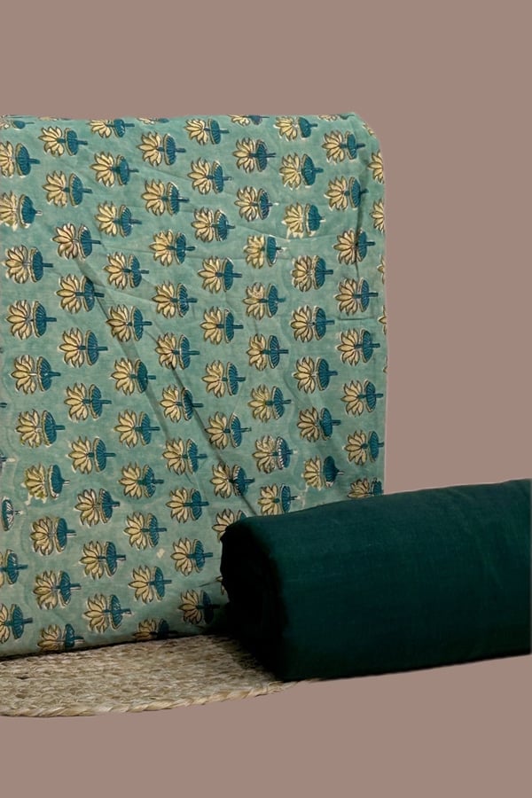2pc Pure Soft Cotton Top and Handloom Cotton Bottom Fabric Set