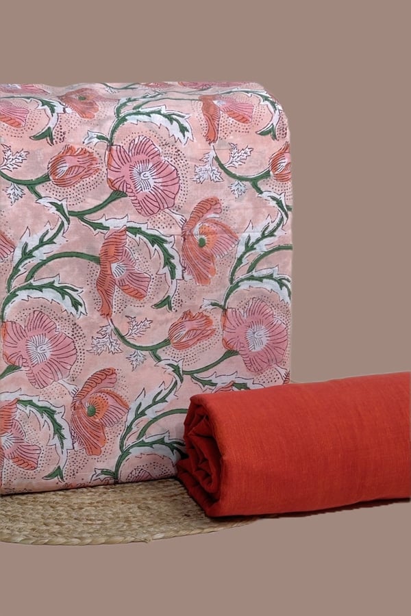 2pc Pure Soft Cotton Top and Handloom Cotton Bottom Fabric Set