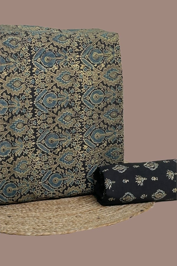 2pc Ajrakh HandCrafted Cotton Top and Bottom Cotton Fabric Set