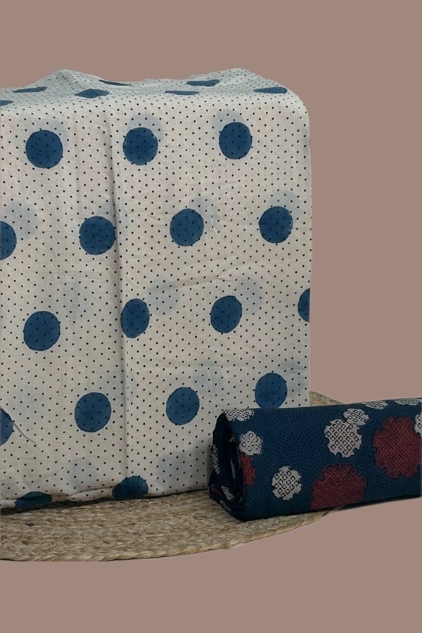 2pc Ajrakh HandCrafted Cotton Top and Bottom Cotton Fabric Set