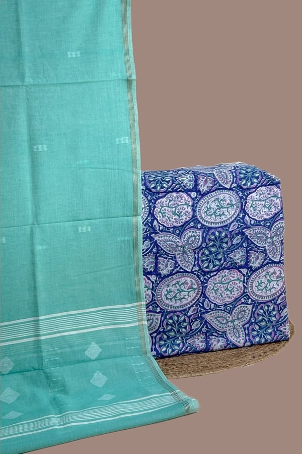 2pc Handloom Cotton Dupatta and Pure Soft Cotton Top Set